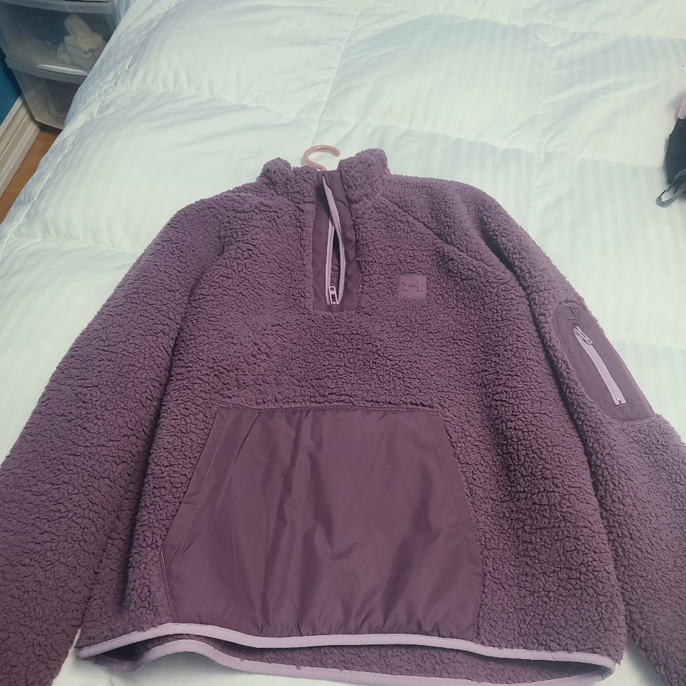 Purple UNDER ARMOUR Sherpa Fleece Mock Pullover Sweathshirt XL 💜